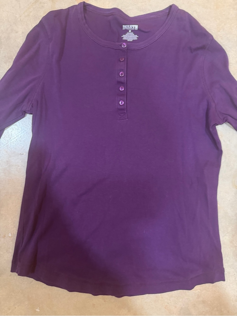 Duluth Trading Co Purple Long Sleeve Henley Top